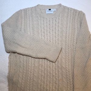 Topman Cable Knit Sweater in Beige Cream Ripped